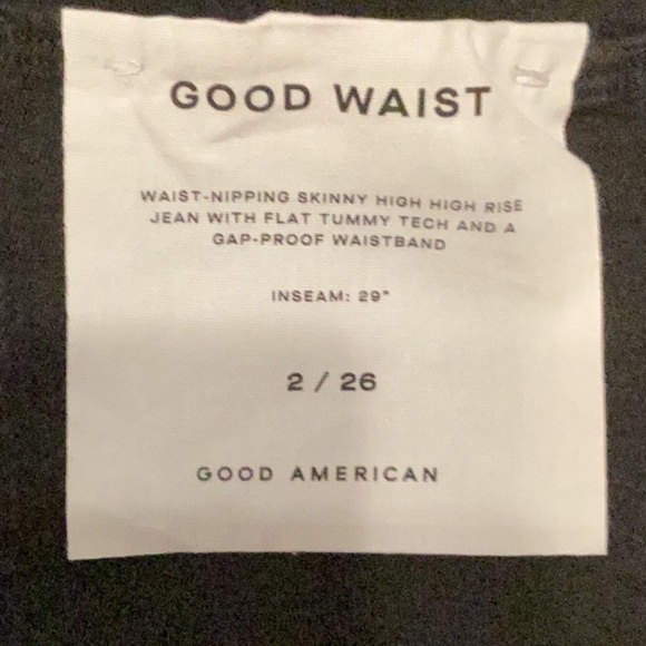 Good American Good Waist Skinny High Rise Jeans Size 2 / 26 Black - Picture 7 of 7